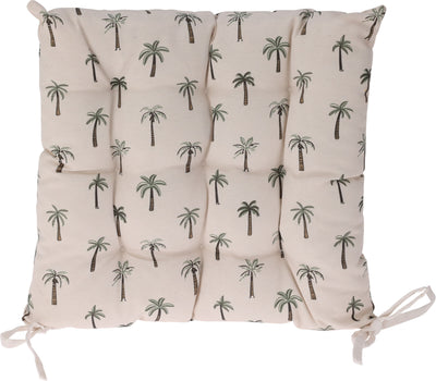 Palm & Botanical Print Outdoor Seat Cushion with Ties – Assorted Designs