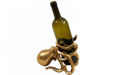 Metal Octopus Wine Bottle Holder - Gold