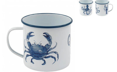 Coastal Enamel Mug with Sea Life Design