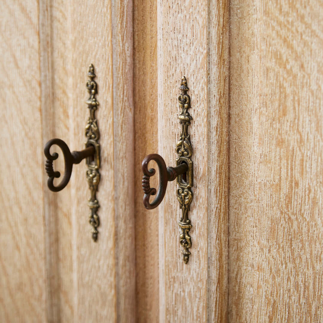 French Oak Whitewash Cupboard with Drawer
