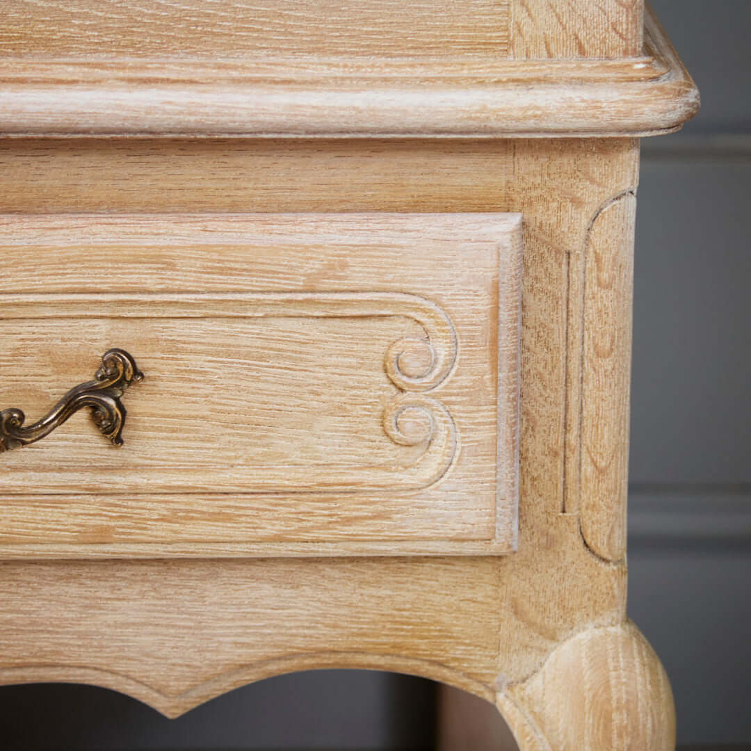French Oak Whitewash Cupboard with Drawer