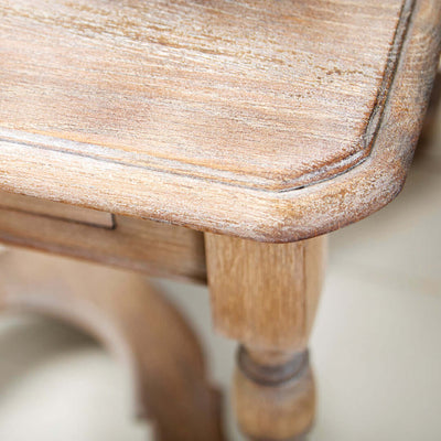 1930's French Oak Limewax Side Table with Drawer