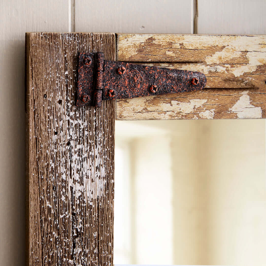 Nautical Themed Distressed Wooden Wall Mirror with Boat Detail