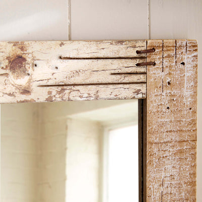 Nautical Themed Distressed Wooden Wall Mirror with Boat Detail