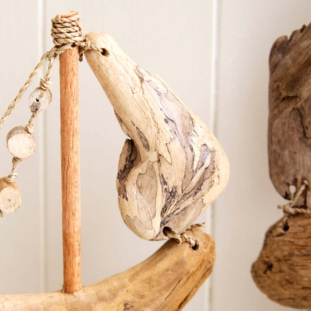 Nautical Driftwood Boat Sculpture