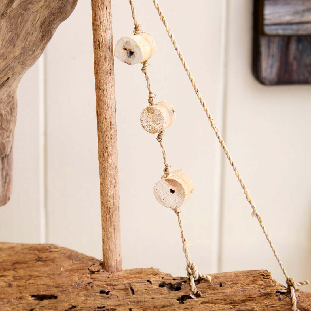 Nautical Driftwood Boat Sculpture