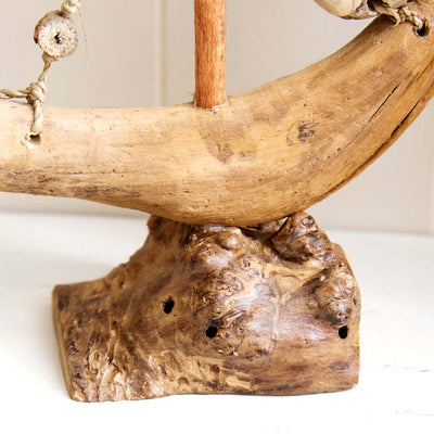 Nautical Driftwood Boat Sculpture