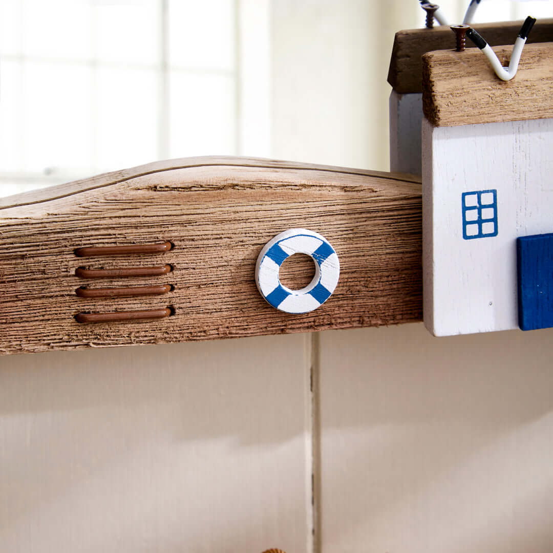 Driftwood Nautical Wall Mirror with Coastal Scene