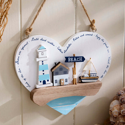 Nautical Hanging Heart With Coastal Scene