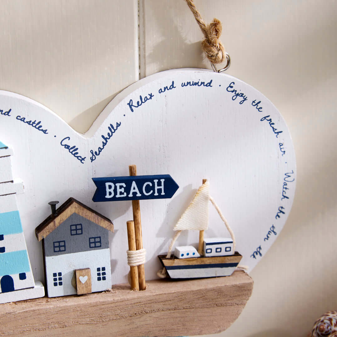 Nautical Hanging Heart With Coastal Scene