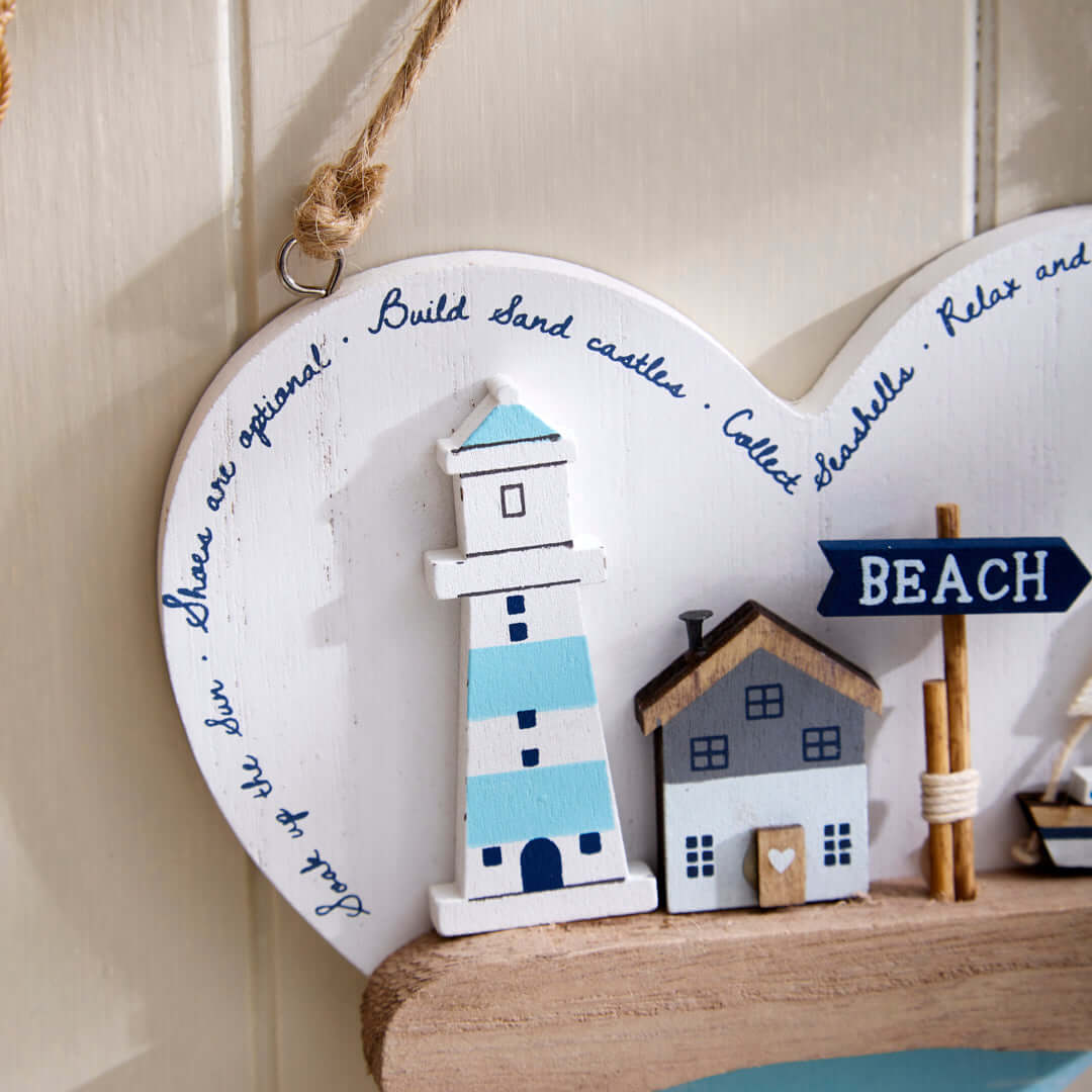 Nautical Hanging Heart With Coastal Scene