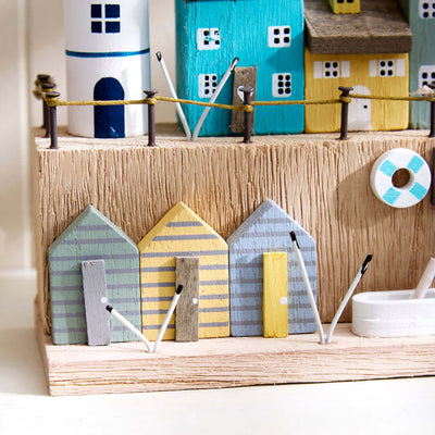 Nautical Seashore Coastal Scene With Lighthouse Shelf Sitter