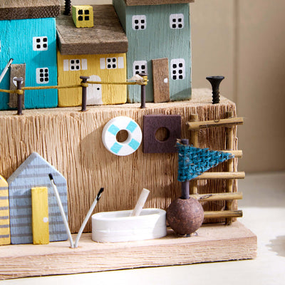 Nautical Seashore Coastal Scene With Lighthouse Shelf Sitter