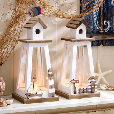 Seashore Lantern with Coastal Scene