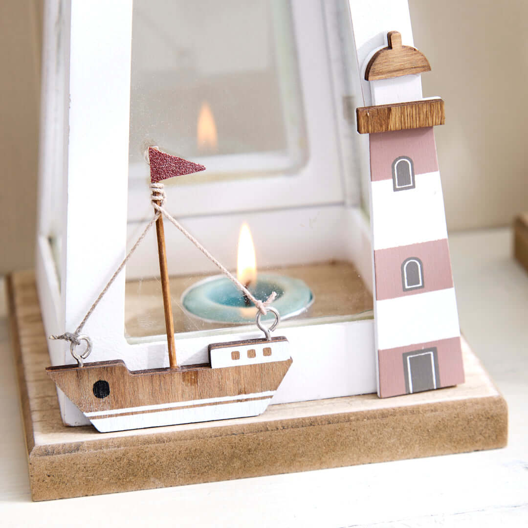 Seashore Lantern with Coastal Scene
