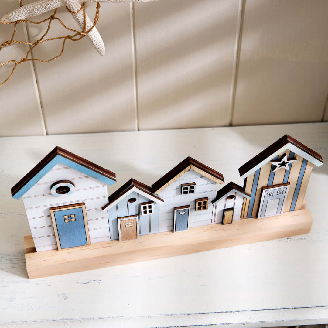 Beach Hut Coastal Scene Shelf Sitter