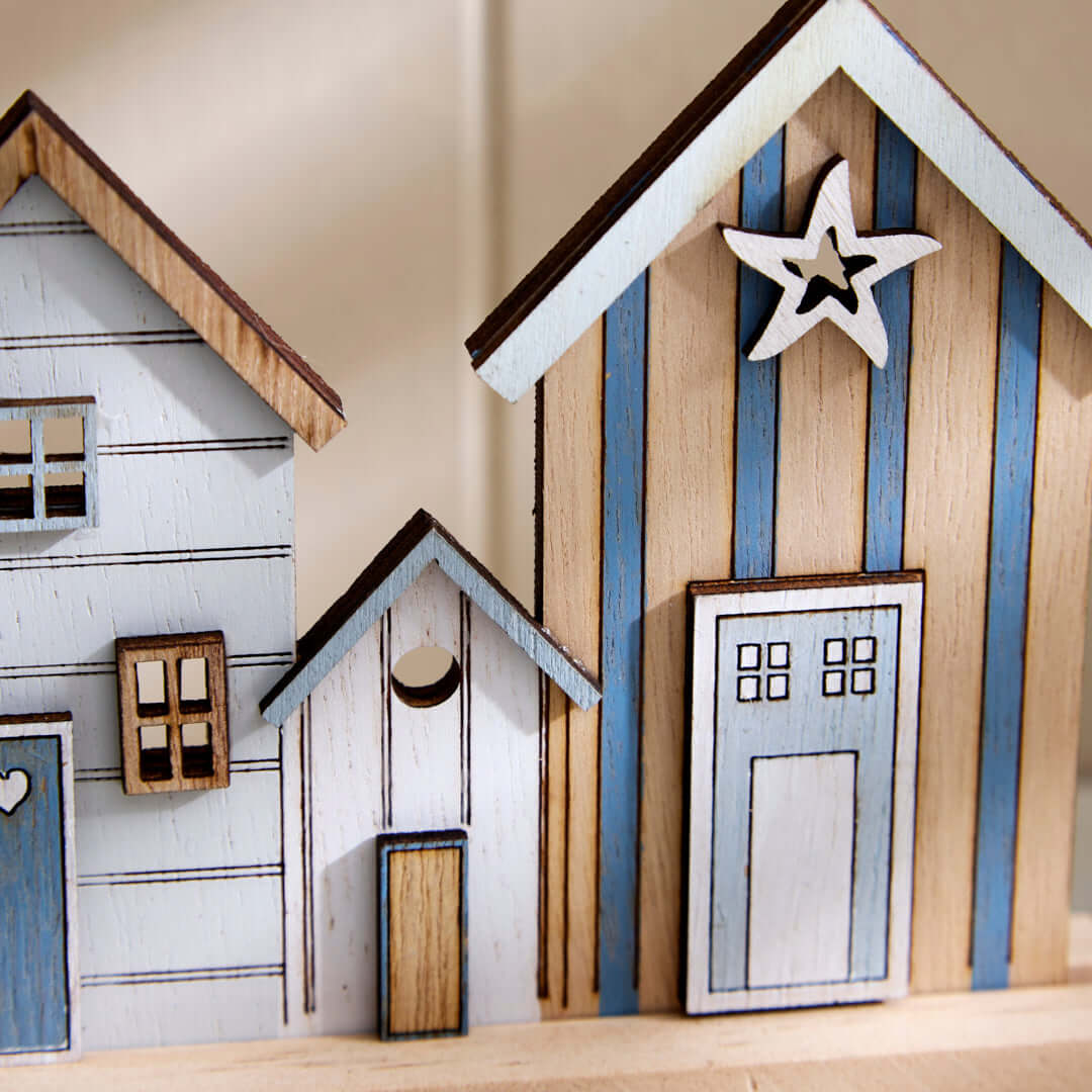 Beach Hut Coastal Scene Shelf Sitter