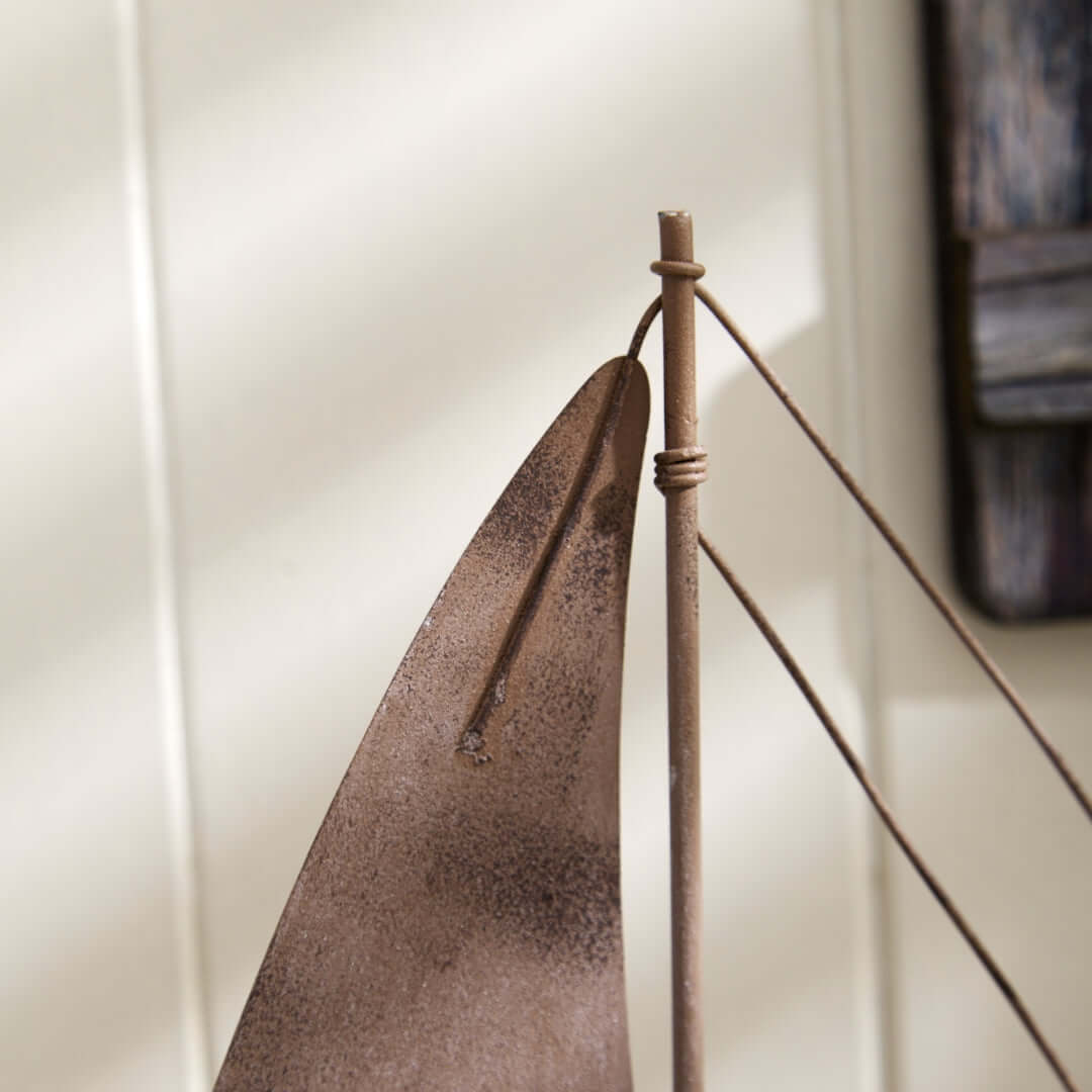 Rustic Nautical Boat with Metal Sail