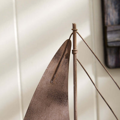 Rustic Nautical Boat with Metal Sail