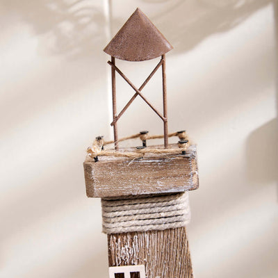 Nautical Lighthouse with Coastal Scene and Tea Light Holder - Natural