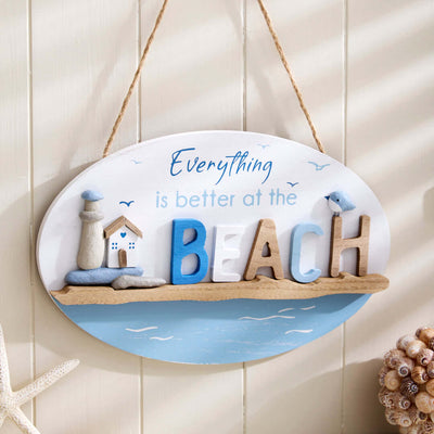 Nautical "Everything is better at the beach" oval plaque