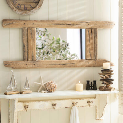 Rustic Nautical Driftwood Framed Mirror