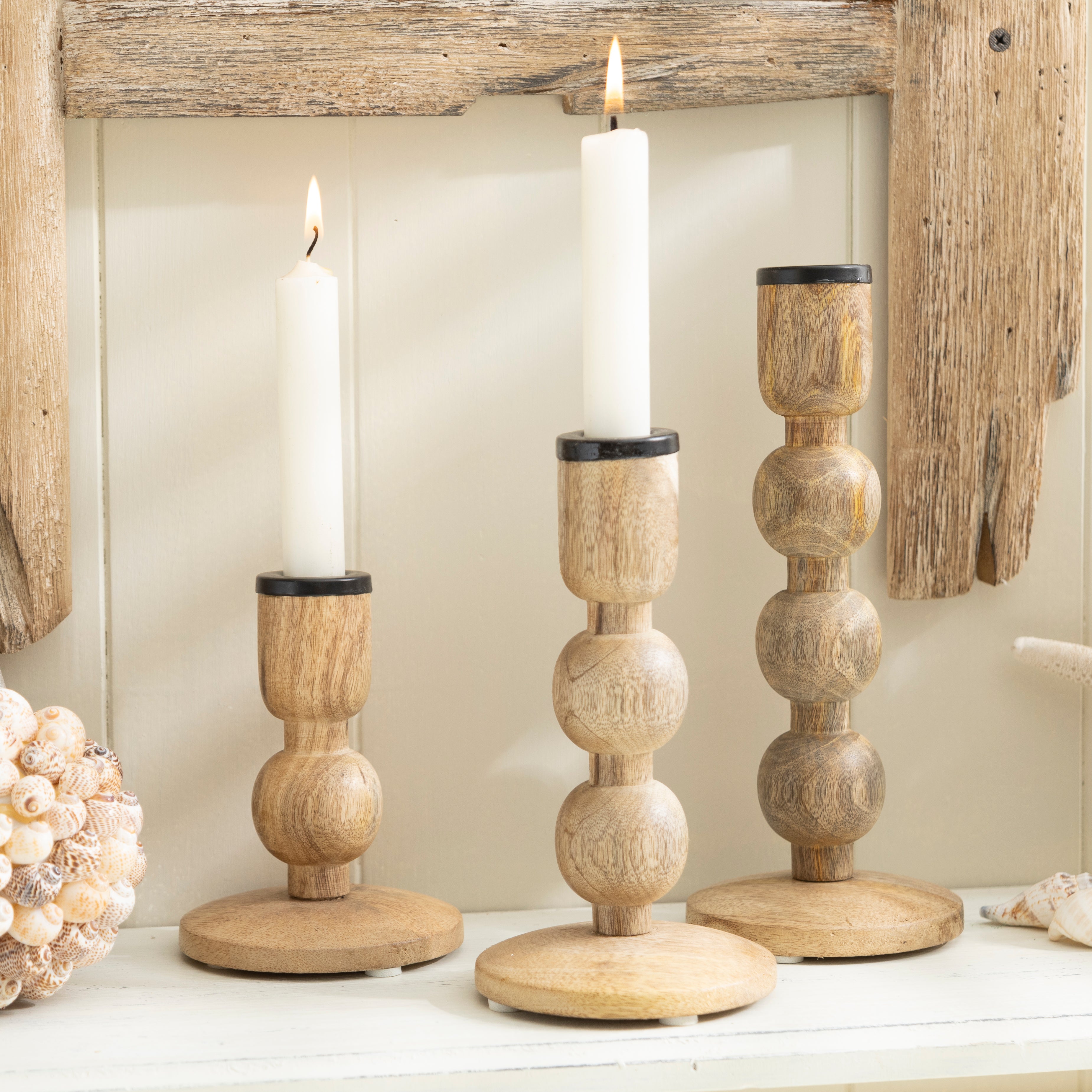 Wooden Candle Holders Wooden Candle Holder For Taper Candles, Set Of