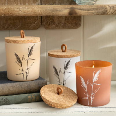 Natural Scented Elements Frosted Glass Votives with Cork Lids - Set of 3