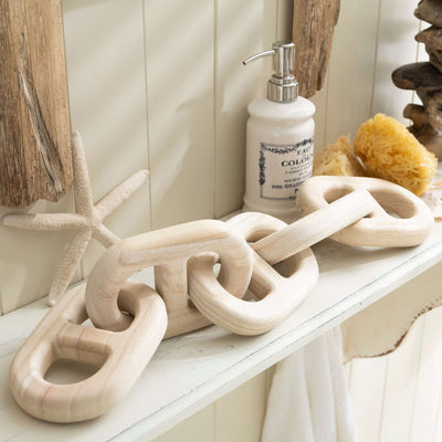 Wooden Decorative Stud Chain Links - Rustic Coastal Accent Piece