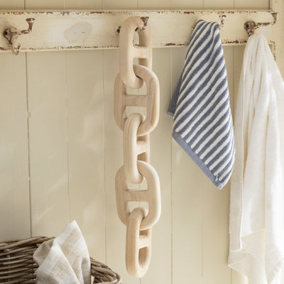 Wooden Decorative Stud Chain Links - Rustic Coastal Accent Piece
