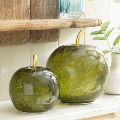 Green Crackle Glass Apple LED Light