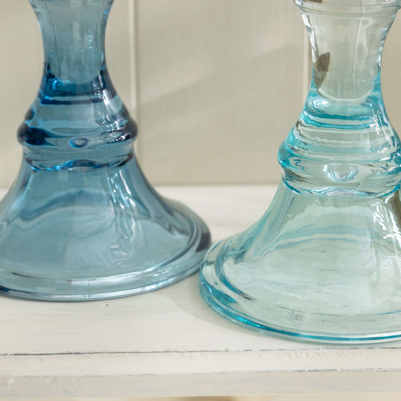 Coastal Glass Pillar Candle Holders