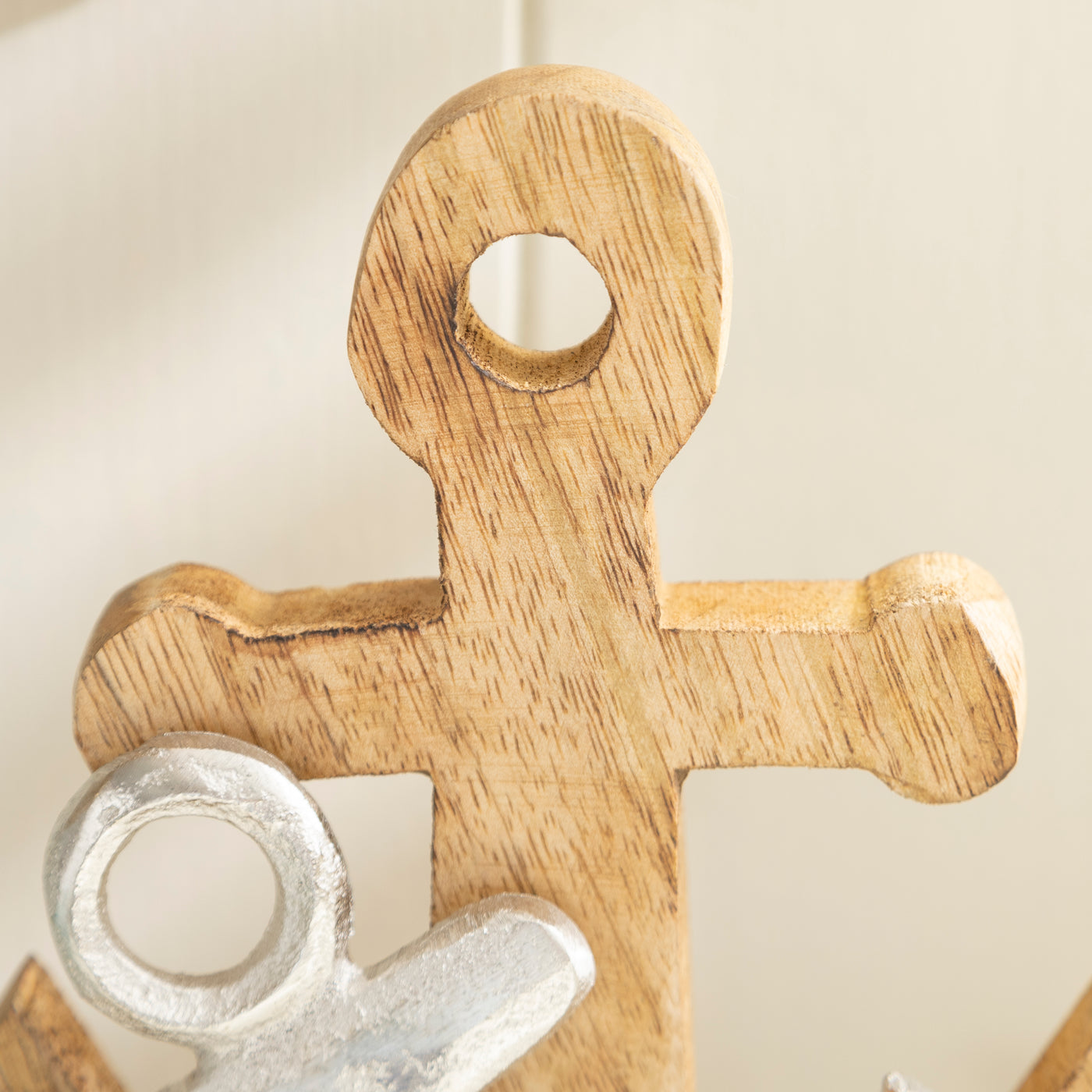 Rustic Anchor Sculpture - Metal and Wood Nautical Decor Accent