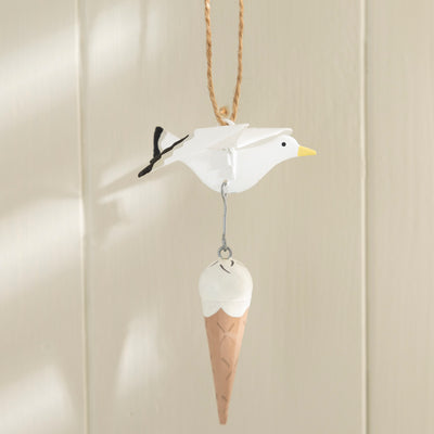 Seagull Stealing Ice Cream Hanging Decoration – Fun Coastal Accent