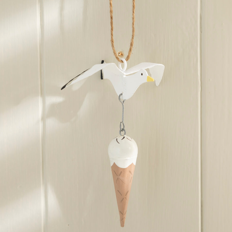 Seagull Stealing Ice Cream Hanging Decoration – Fun Coastal Accent