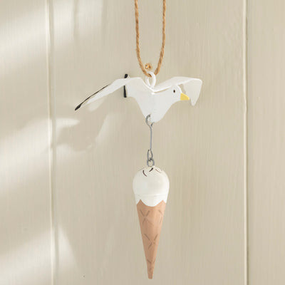 Seagull Stealing Ice Cream Hanging Decoration – Fun Coastal Accent