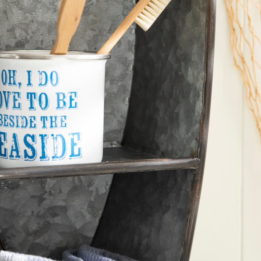 Rustic Metal Boat Shelf – Nautical Wall Storage