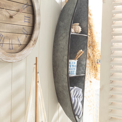 Rustic Metal Boat Shelf – Nautical Wall Storage