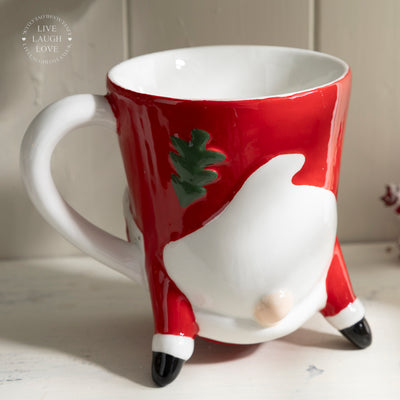 Festive Santa or Upside Down Santa Mugs - Fun Christmas Drinkware