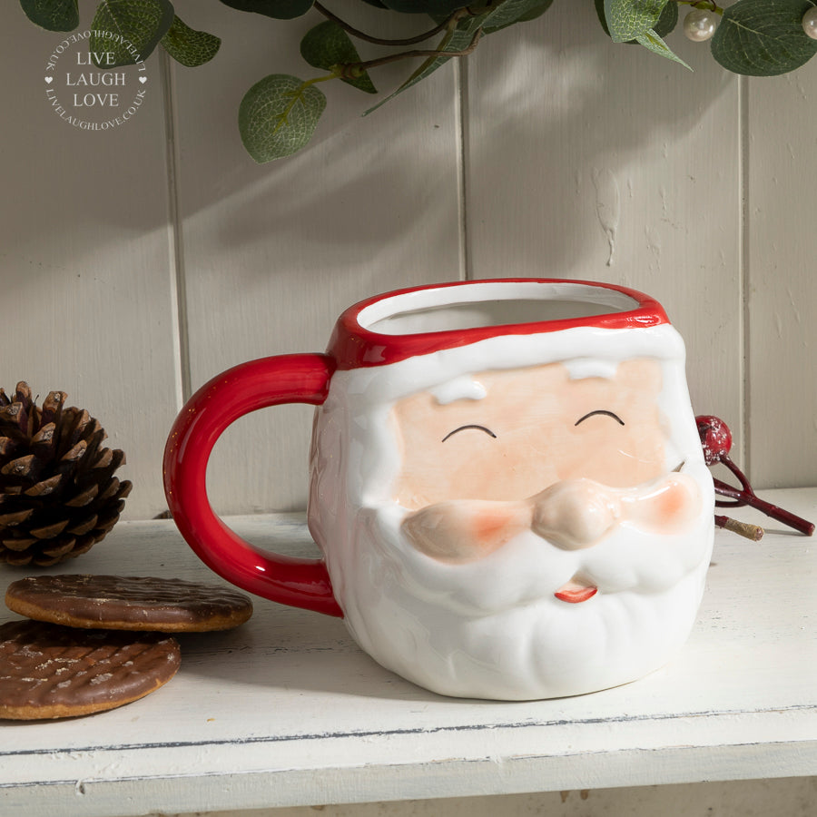 Festive Santa or Upside Down Santa Mugs - Fun Christmas Drinkware
