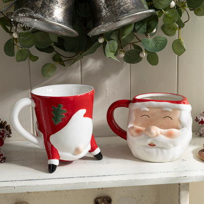 Festive Santa or Upside Down Santa Mugs - Fun Christmas Drinkware