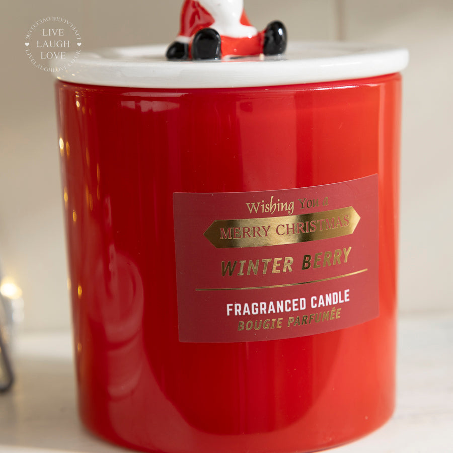 Festive Scented Glass & Ceramic Candle with Decorative Lid