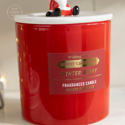 Festive Scented Glass & Ceramic Candle with Decorative Lid