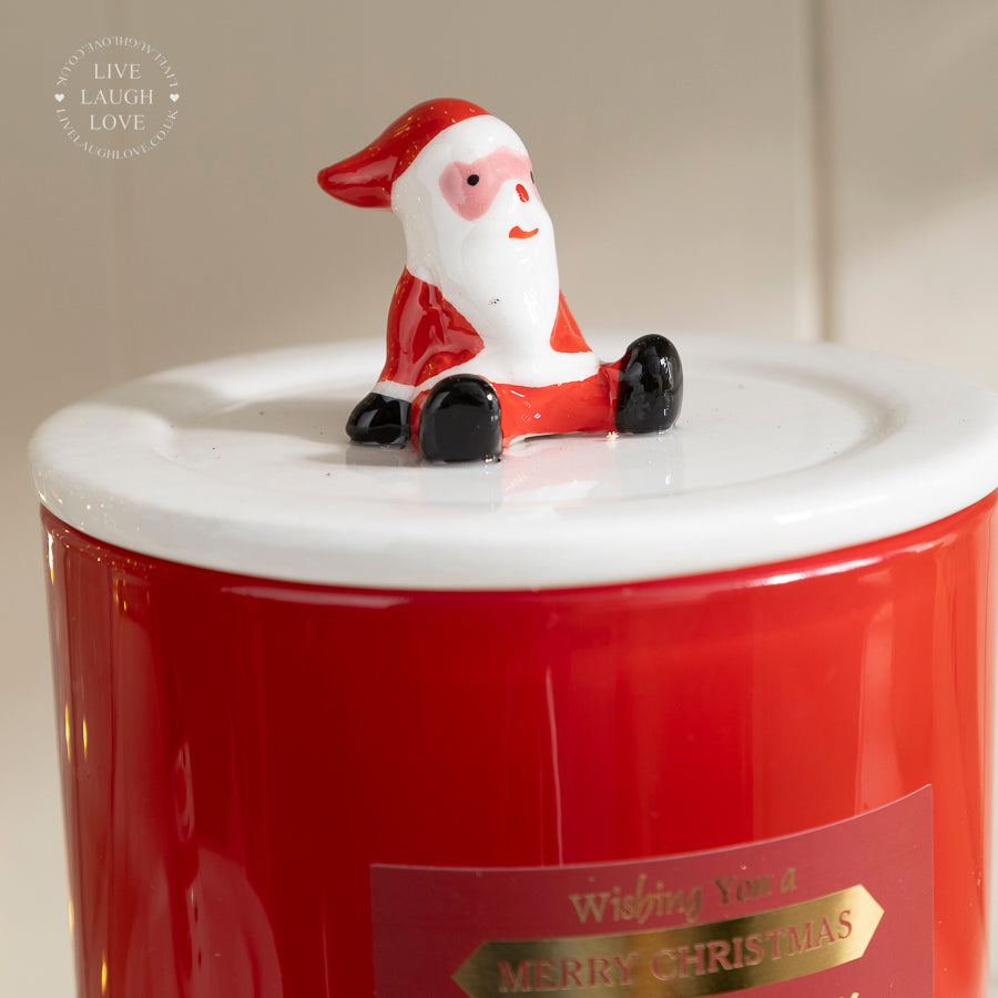 Festive Scented Glass & Ceramic Candle with Decorative Lid