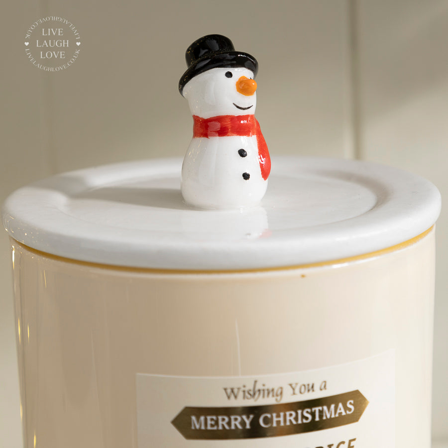 Festive Scented Glass & Ceramic Candle with Decorative Lid