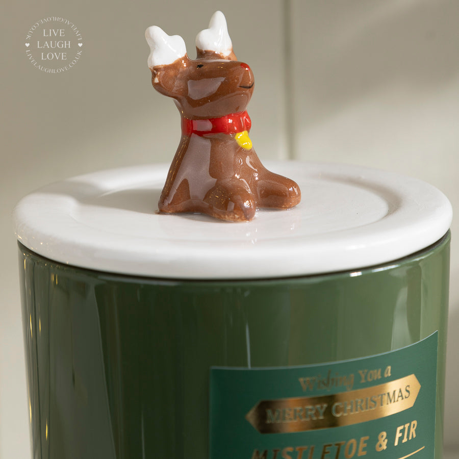 Festive Scented Glass & Ceramic Candle with Decorative Lid