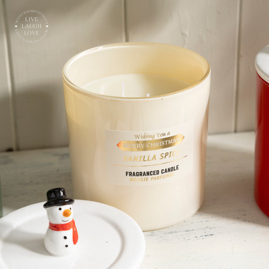 Festive Scented Glass & Ceramic Candle with Decorative Lid