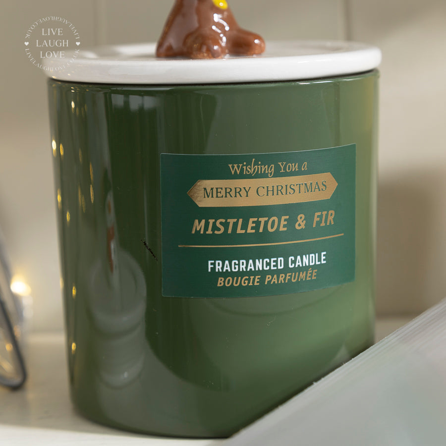 Festive Scented Glass & Ceramic Candle with Decorative Lid