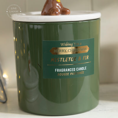 Festive Scented Glass & Ceramic Candle with Decorative Lid