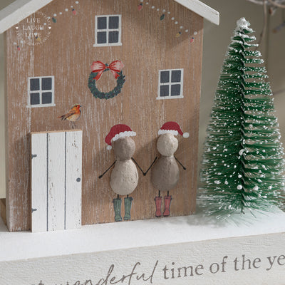 Festive Wooden Christmas House Decoration - "It's the Most Wonderful Time of the Year"